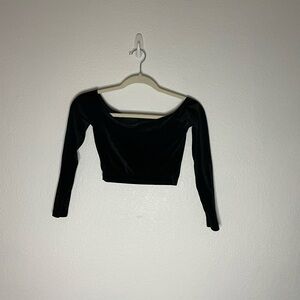 Black Velvet Off-The-Shoulder Long Sleeve Women's Top